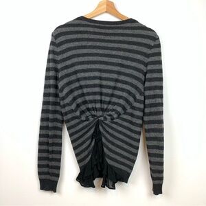 Moschino Cheap And Chic Cardigan Striped 12 Wool Cashmere Black Gray Twist Back